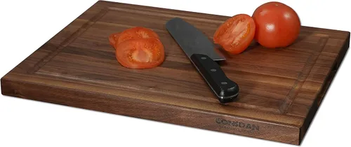 Miniatura 3 de CONSDAN Tabla de cortar de nogal para cocina, madera dura cultivada en EE.UU., 20 x 15 pulgadas, con asa interior invisible, preacabada con aceite