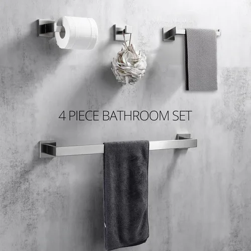 Miniatura 2 de BAGNOLUX Juego de Herrajes de Baño de 4 Piezas, Juego de Portatoallas de Baño de Acero Inoxidable SUS304, Juego de Barra Portatoallas para Montaje