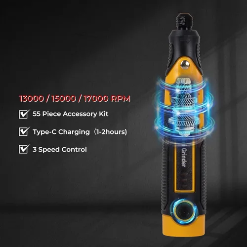 Miniatura 2 de Herramienta Rotatoria Inalámbrica de 3.6V, Mini Herramienta Esmeriladora, Taladro de Resina Kit de Accesorios de 55 Piezas