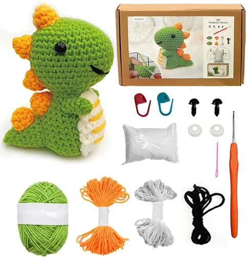 Kaaper Kit de ganchillo para principiantes para adultos, kit de ganchillo para aprender a dinosaurios, kit de ganchillo de animales para