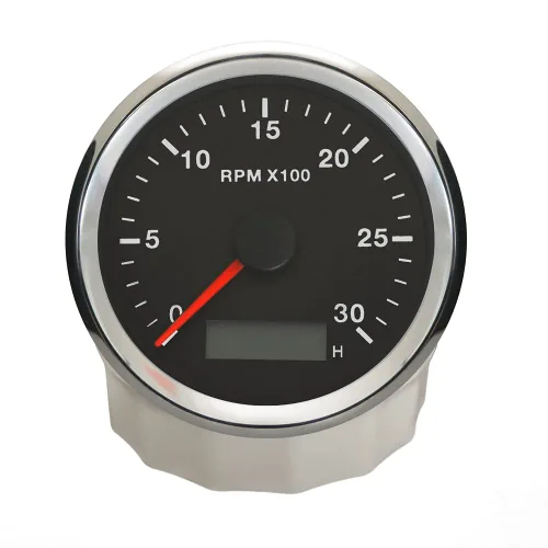 Miniatura 15 de ELING Tacómetro universal Medidor RPM con medidor de horas ajustable y alarma RPM 0-12000RPM 3.346 in con retroiluminación Negro+Negro