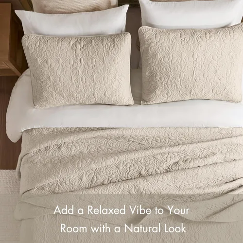 Miniatura 5 de Madison Park Quebec - Colcha acolchada reversible estilo damasco, ideal para todas las estaciones, juego de cama de colcha ligera y fundas a juego