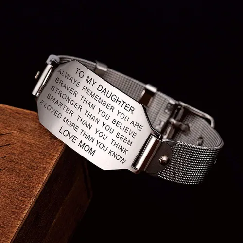 Miniatura 4 de FALOGIJE Regalos de cumpleaños para hija, pulsera inspiradora para hija, joyería con texto en inglés "I Love You", regalos para graduación, Navidad