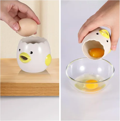 Miniatura 5 de Paquete de 2 bonitos separadores de huevos, cerámica para vómitos, huevo y yema de huevo, separador de clara de huevo, divisor de filtro de huevo
