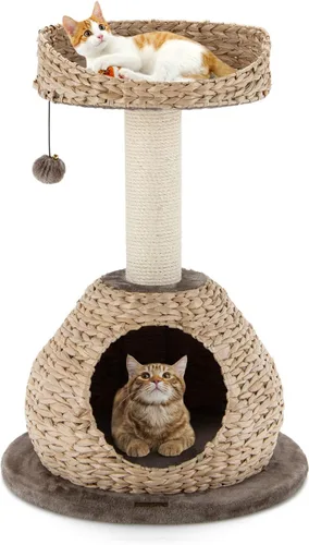 Miniatura 12 de PETSITE Árbol para gatos moderno de 28 pulgadas, poste rascador de sisal de sisal de torre para gatos, hecho a mano y percha superior, bola colgante