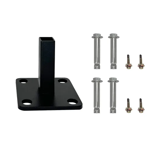 Miniatura 4 de Kit de brida de base de cerca de acero resistente para postes cuadrados de 1 pulgada, juego completo con 1 base, 1 cubierta entrelazada, 4 pernos