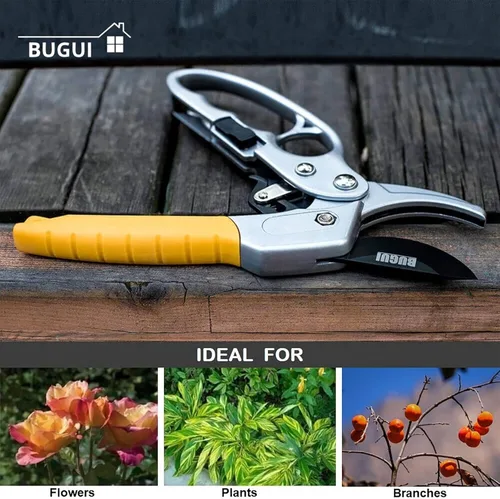 Miniatura 7 de BUGUI Tijeras de podar de trinquete de 8 pulgadas, 5 veces más potencia de corte que las tijeras de jardín normales, diseño que ahorra trabajo
