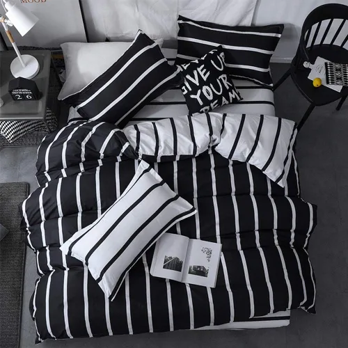 Set de funda de edredón LAMEJOR, set de ropa de cama, funda de edredón de microfibra (1 funda de edredón y 2 fundas de almohada), color negro /