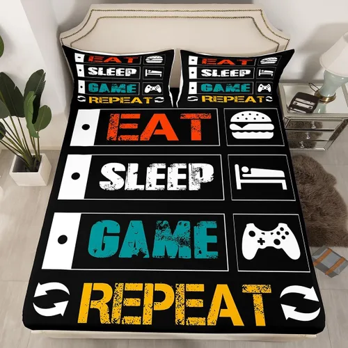 Miniatura 40 de Feelyou Juego de sábanas bajeras de alpaca para niños, lindo juego de ropa de cama con diseño de llama y donas de dibujos animados, juego de sábanas