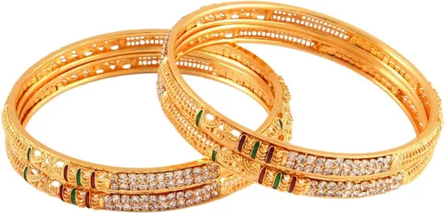 Miniatura 3 de Jewar Bangles Indian Rajasthani Handmade Meena Work Gold Plated Ad Traditional Jewelry gifting wedding 6364