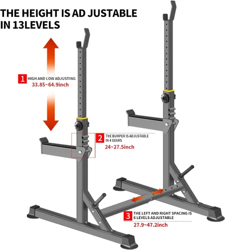 Miniatura 3 de Rack ajustable para sentadillas, rack multifuncional para barras para levantamiento de pesas y entrenamiento de fitness en gimnasio casero, prensa