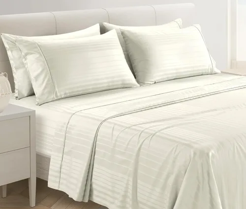 Miniatura 38 de Casa Platino Sábanas tamaño King de 500 hilos, satén suave, 100% algodón, sábanas de 6 piezas con sábana encimera, sábana bajera ajustable y fundas