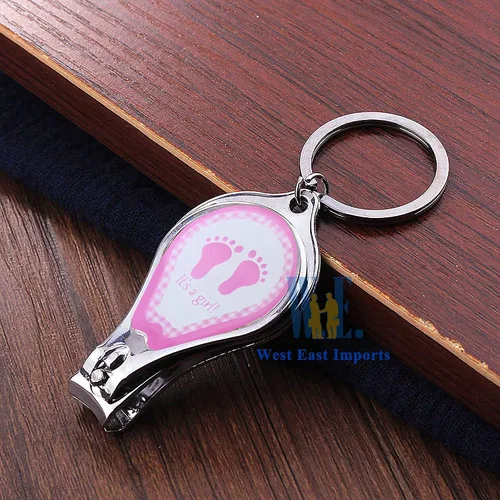 Miniatura 3 de Baby Shower personalizado (12 piezas) llavero rosa niña favores/cortauñas y abridor de botellas/grabado láser personalizado regalo (huella)