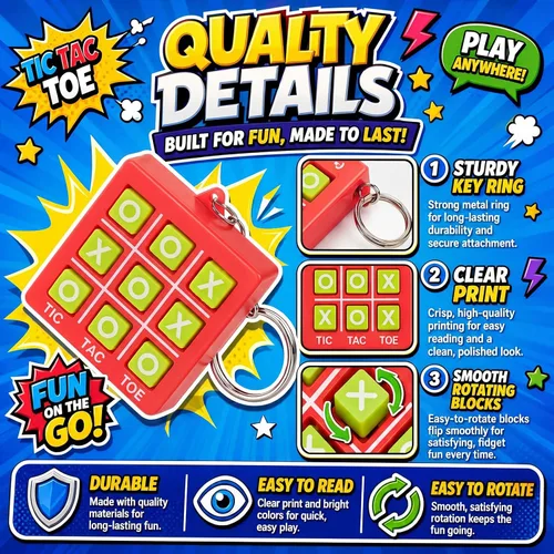 Miniatura 3 de Hicarer 16 llaveros de fiesta de Tic Tac Toe para fiesta de cumpleaños a granel, regalos de fin de año para estudiantes, niños de 8 a 12 años
