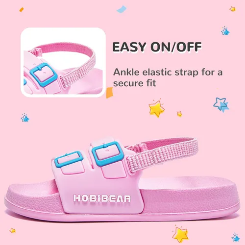 Miniatura 4 de HOBIBEAR Sandalias de exterior para niños y niñas, zapatos planos con punta cerrada, zapatos de agua para niños, zapatos de playa de verano