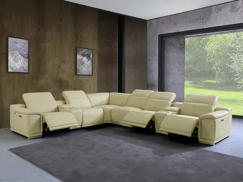 Miniatura 30 de BlackJack Furniture Venice - Juego de sofá reclinable seccional de cuero italiano de grano superior de 12 piezas con 4 reclinables eléctricos