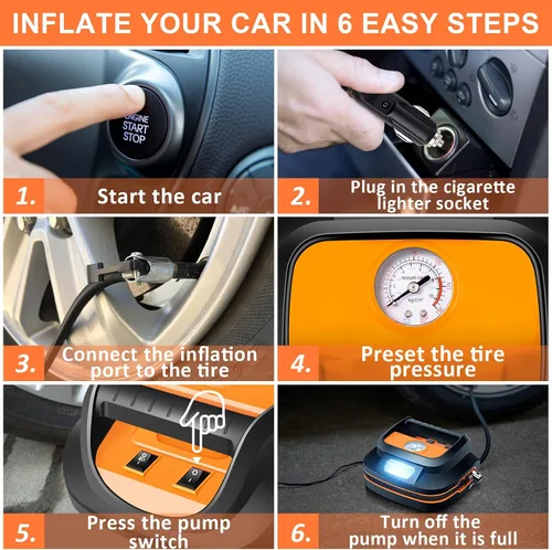 Miniatura 3 de Bolsa de Kit de Seguridad de Emergencia para Coche de 131 Piezas con Compresor de Aire, Cables de Puente, Medidor de Presión de Neumáticos, Kit