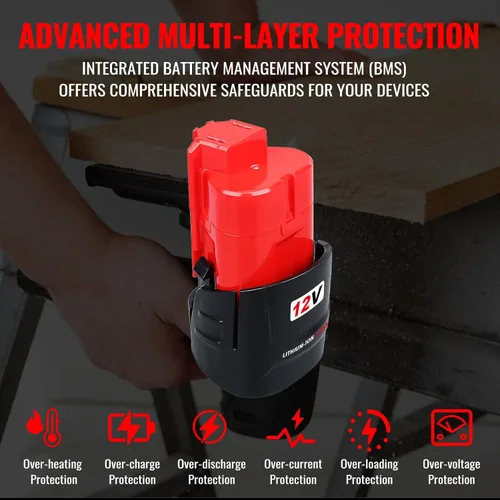Miniatura 5 de VANON Paquete de 4 unidades mejoradas de repuesto de iones de litio de 3.5Ah 12V para batería Milwaukee de 12 V 48-11-2401 48-11-2402 48-59-1812