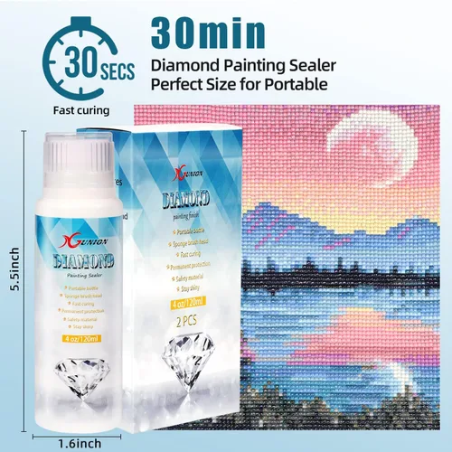 Miniatura 8 de Sellador de pintura de diamantes, paquete de 2 unidades de 240ML, sellador de pegamento para pintura de diamantes 5D, efecto permanente de sujeción