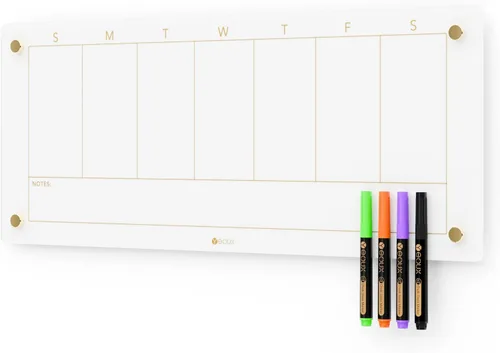 Miniatura 11 de Calendario semanal de borrado en seco dorado de cristal negro y pizarra blanca de menú para pared, planificación de comidas y lista de compras