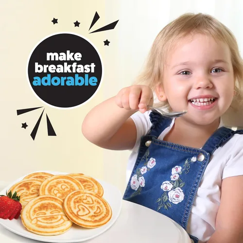 Miniatura 6 de Sartén mini para hotcakes con emojis - 7 caras sonrientes únicas para niños, sartén antiadherente para hotcakes con moldes para la estufa, plancha