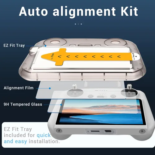 Miniatura 3 de CYNOVA Protector de Pantalla DJI RC2 con Kit de Alineación Automática, Protector de Pantalla de Vidrio Templado HD para Controlador DJI RC, Película