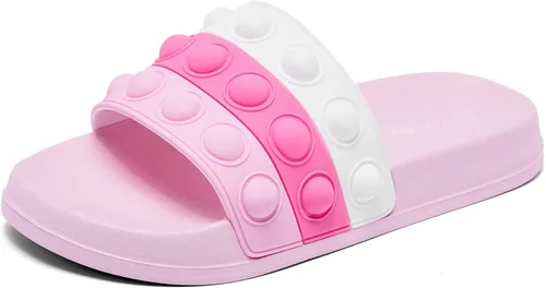Engtoy Sandalias para niños y niñas, unisex, ligeras, antideslizantes, puntera abierta, cómodas, para ducha, playa, divertidas sandalias
