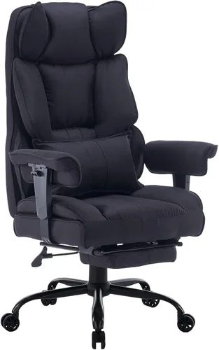 Miniatura 24 de Efomao Silla de oficina ejecutiva, silla de computadora acolchada suave con reposapiés, sillas de escritorio de tela para oficina en casa, sillas