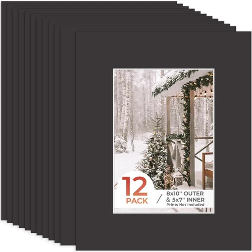 Miniatura 24 de Frametory, Marcos precortados negros de 5x7 pulgadas para fotos de 4x6 pulgadas, impresiones, obras de arte - Núcleo blanco con corte biselado