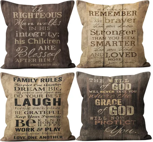 Miniatura 6 de Fundas de almohada Christian Decor – Regalos inspiradores para mujeres, almohadas inspiradoras de 18 x 18 pulgadas, regalos de oración de serenidad