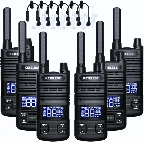Miniatura 11 de KETELESE T1 FRS Walkie Talkie Set para adultos, radio bidireccional de largo alcance, con auricular de radio familiar Walkie-Talkie, NOAA, VOX
