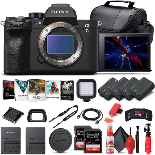 Sony Cámara digital sin espejo Alpha a7S III (solo cuerpo) (ILCE7SM3/B) + 2 tarjetas de memoria de 64 GB + 3 baterías NP-FZ-100 + software de foto