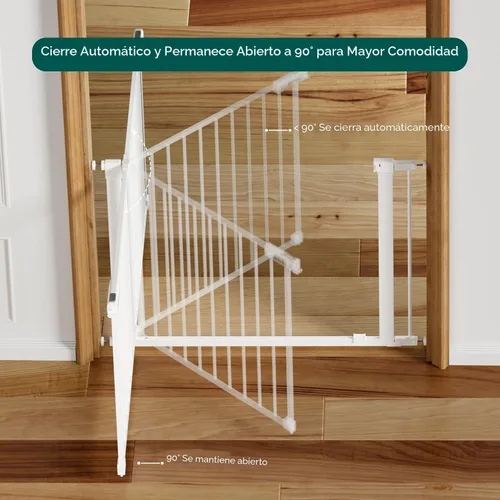 Miniatura 4 de BABELIO Puerta de seguridad temporal para puertas y escaleras, de 66-79 cm, puerta para mascotas con amplia puerta de paso y indicador de cerradura