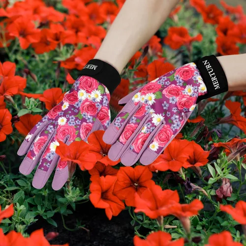 Miniatura 7 de Guantes de jardinería para mujer, de cuero resistente, a prueba de espinas, guantes de trabajo para mujer