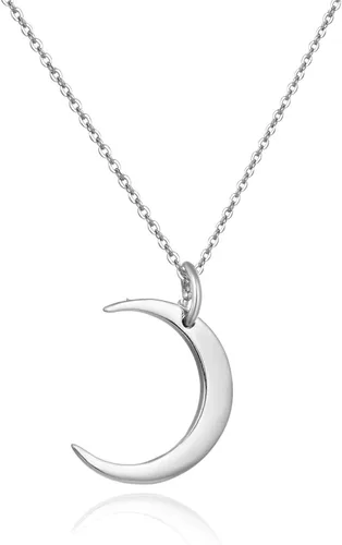 Adabele 1pc Authentic Sterling Silver Cute Crescent Moon Bar Tube Pendant Necklace Layering Jewelry Hypoallergenic Nickel Free Women Girl Birthday