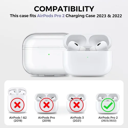 Miniatura 2 de AhaStyle Funda transparente para Airpods Pro 2 (2023/2022), fundas protectoras de TPU suave vienen con correa de mano compatible con Apple AirPods