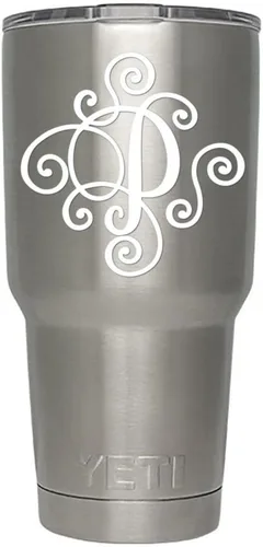 Miniatura 92 de Monogram - Calcomanía troquelada/vinilo adhesivo. Haga clic para opciones de color/letra. Disponible en cuatro colores y todas las letras de la A
