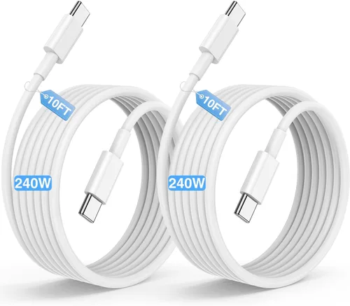 Miniatura 18 de Cable de carga rápida USB C a C de 10 pies, cable de carga largo tipo C a USB C para Apple iPhone 17 Pro Max/17 Air/16 Pro/15 Plus, MacBook Pro