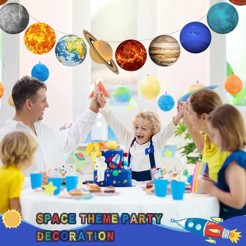 Miniatura 6 de Lincia Guirnalda colgante de sistema solar de galaxia, 4 unidades, temática de planeta, decoración de fiesta espacial para el primer viaje alrededor