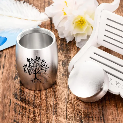 Miniatura 3 de Urna pequeña para cenizas, mini urna de aluminio del árbol de la vida para cenizas humanas, cremación fúnebre, soporte para cenizas – como ramas