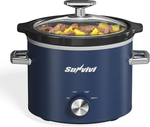Miniatura 12 de Sunvivi Olla de Cocción Lenta de 2 Cuartos, Olla de Cocción Lenta Pequeña con Recipiente de Cerámica Extraíble, Calentador de Alimentos con 3
