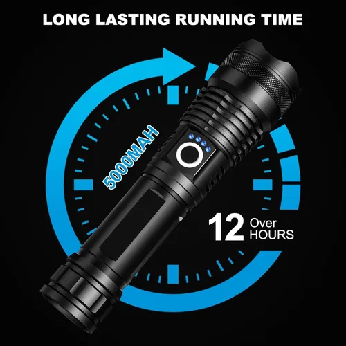 Miniatura 3 de Paquete de 3 linternas LED recargables de alto lumen, linterna súper brillante de 90,000LM, linterna potente ajustable de 5 modos con cable USB