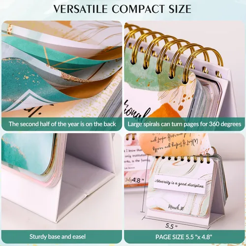Miniatura 5 de Calendario diario motivacional e inspirador - Calendario diario con citas inspiradoras, 14 cm x 12.2 cm, decoración de escritorio perpetua sin