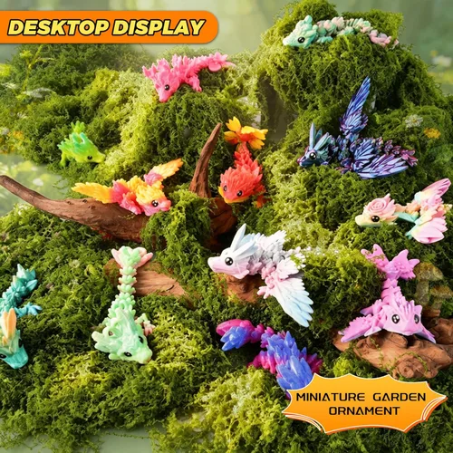 Miniatura 5 de Juego de 12 dragones impresos en 3D, cesta de Pascua, regalos para niños y niños, dragones flexibles articulados de 4.4 a 6 pulgadas, decoración