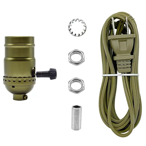 Kit de luz de lámpara, kit de lámpara de mesa de reparación o recableado, enchufe de 3 vías y cable a juego de 8 pies con accesorios esenciales para