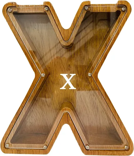 Miniatura 12 de Alcancía grande de madera personalizada para niños, alcancía con nombre personalizado, alcancía (nombre grabado láser) letras del alfabeto