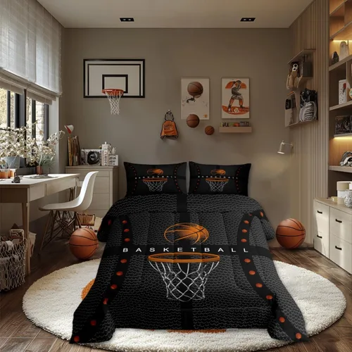 Miniatura 11 de Juego de edredón de béisbol en 3D para niños, tamaño twin, juego de ropa de cama para niños amantes de los deportes de juegos de pelota, decoración
