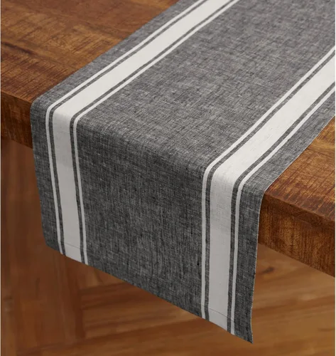 Miniatura 2 de Solino Home Camino de mesa de lino a rayas de 60 pulgadas, 100% lino puro, camino de mesa pequeño de 14 x 60 pulgadas, ideal para tocador y mesas