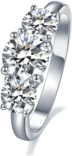 IMOLOVE - Anillo de boda de moissanita para mujer, anillos de eternidad, de plata de ley, anillo de aniversario chapado en oro blanco, tallas 4-11