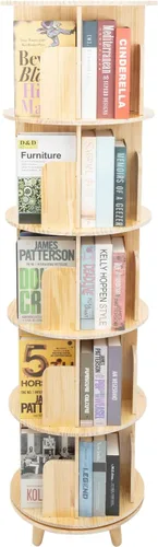 Miniatura 11 de Estantería giratoria, estantería giratoria, organizador apilable, estantería giratoria, estantería redonda, estante para libros para dormitorio